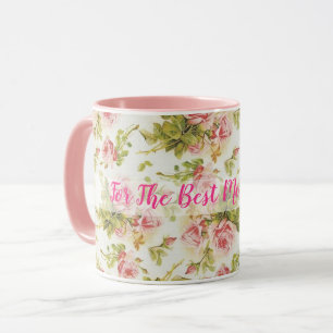 Caneca Vintage Personaliza o Floral Popular Moderno Rosa