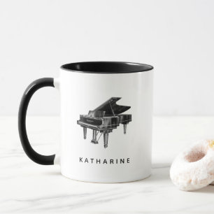 Caneca Vintage Piano - Branco minimalista