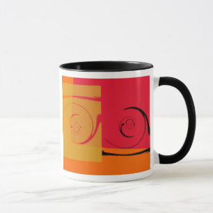 Caneca Vintage Pink, laranja, amarelo, preto - retro art 