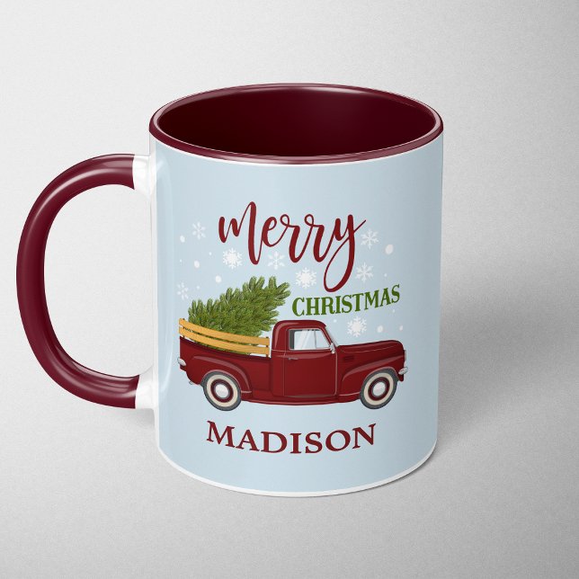 Caneca Vintage Red Truck Natal Personalizado (Criador carregado)