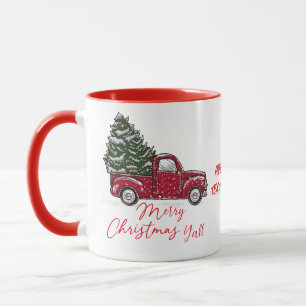 Caneca Vintage Red Truck Pega Feliz Natal Vocês