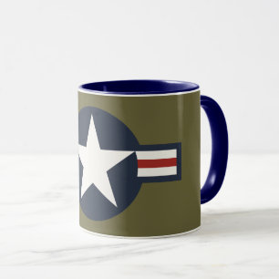 Caneca Vintage Red White Blue USAAF Insignia Bares de est
