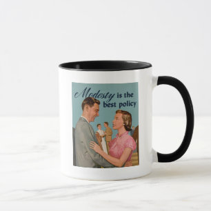 Caneca Vintage Retro "A modéstia é a melhor política"