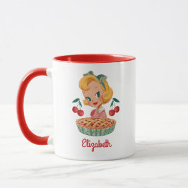 Caneca Vintage Retro Garota Torta de Cereja