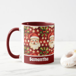 Caneca Vintage Retro Natal Papai Noel e Arcos