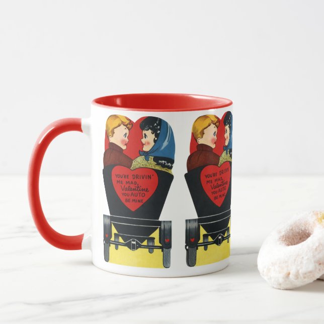 Caneca Vintage Retro Valentine's Day, Love and Romance (Com Donut)