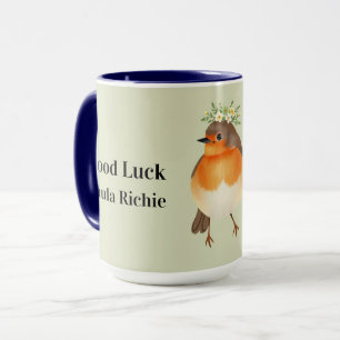 Caneca Vintage Robin Bird Floral Cottagecore Café
