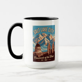 Caneca Vintage Salt Lake City Utah Retro Travel Poster 