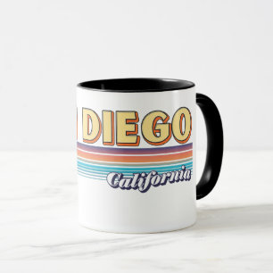 Caneca Vintage San Diego California Retro Sunset Stripes