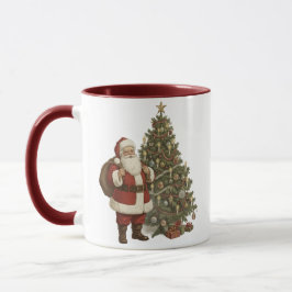 Caneca Vintage Santa & Christmas Tree