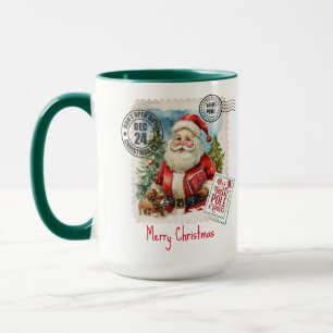 Caneca Vintage Santa Claus Stamp Combo Mug, 15 oz