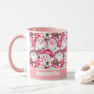 Caneca Vintage Santa Claus Tartan Xadrez Natal