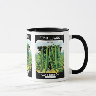 Caneca Vintage Seed Packet Label Art, Bush Bean Vegggies