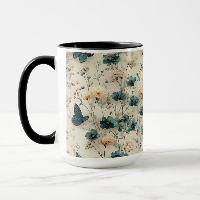 Caneca Vintage Spring Flowers and Butterflies (Esquerda)