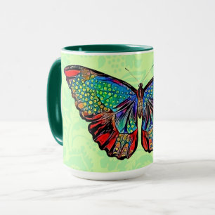 Caneca Vintage Style Butterfly Art Cup