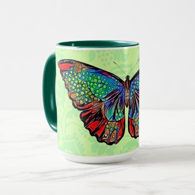 Caneca Vintage Style Butterfly Art Cup (Frente Esquerda)