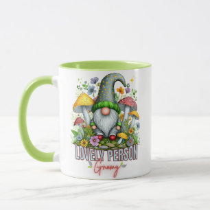 Caneca Vintage Style Lovely Gnome com Mushroom Art