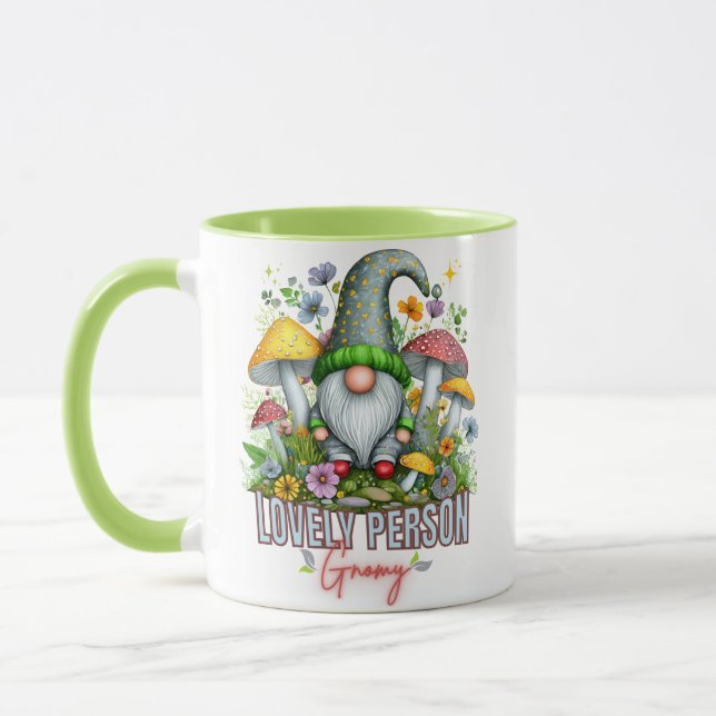 Caneca Vintage Style Lovely Gnome com Mushroom Art (Esquerda)