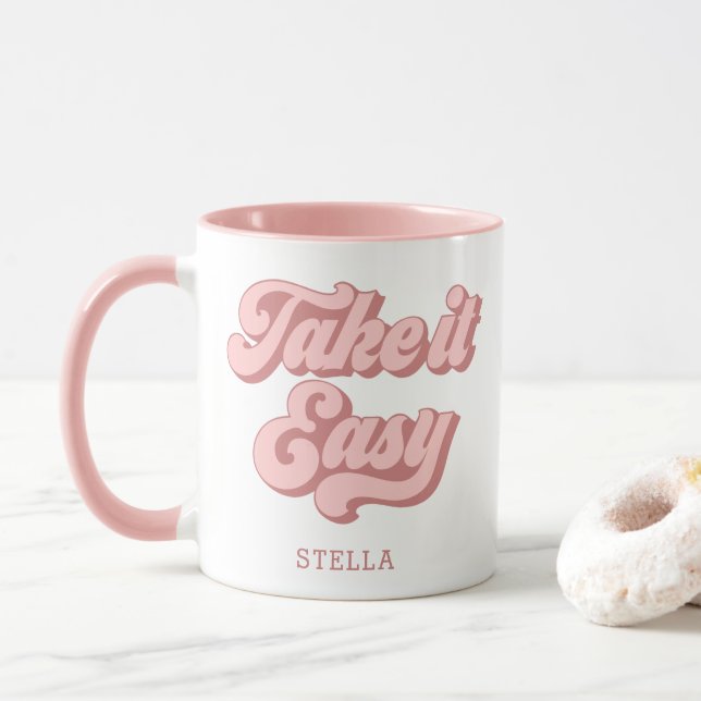 Caneca Vintage Take It Easy retro style Mug (Com Donut)