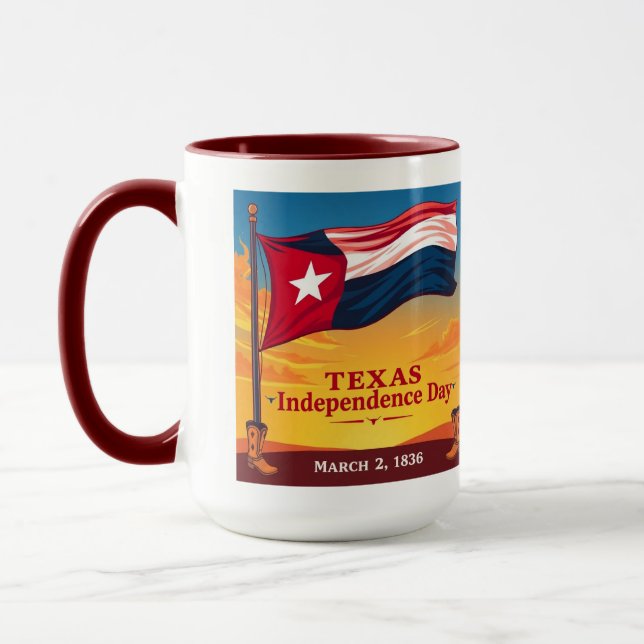 Caneca Vintage Texas Flag 1836 Patriotic Gift (Esquerda)