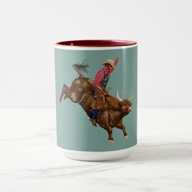 Caneca Vintage touro montando cowboy (Centro)
