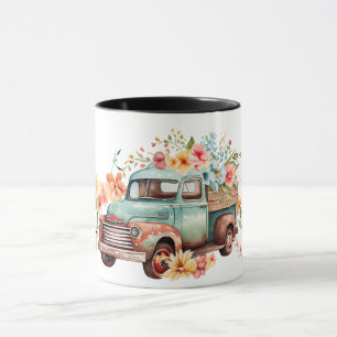 Caneca Vintage Truck Fall Flowers