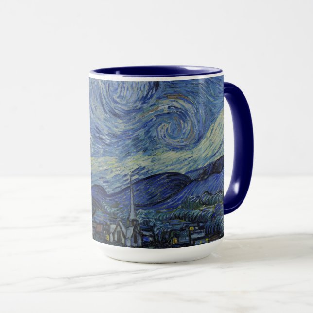 Caneca Vintage Van Gogh Na Noite Estrelada (Frente Esquerda)