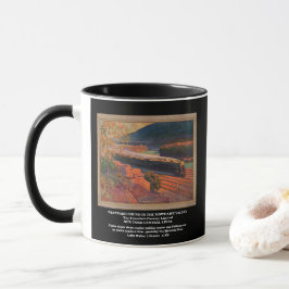 Caneca Vintage Vapor Train Painting Historic Railroad