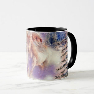 Caneca Vintage Watercolor, da Mulher a cavalgar a cavalo