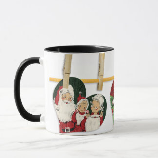 Caneca Vintage Watercolor do Pai Natal e da Sra. Claus
