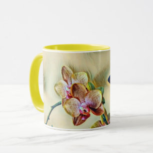 Caneca Vintage Watercolor Flores Amarelas Cor-de-Água Ros