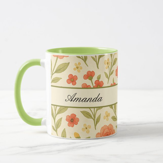 Caneca Vintage Wildflower Patterno Name (Esquerda)