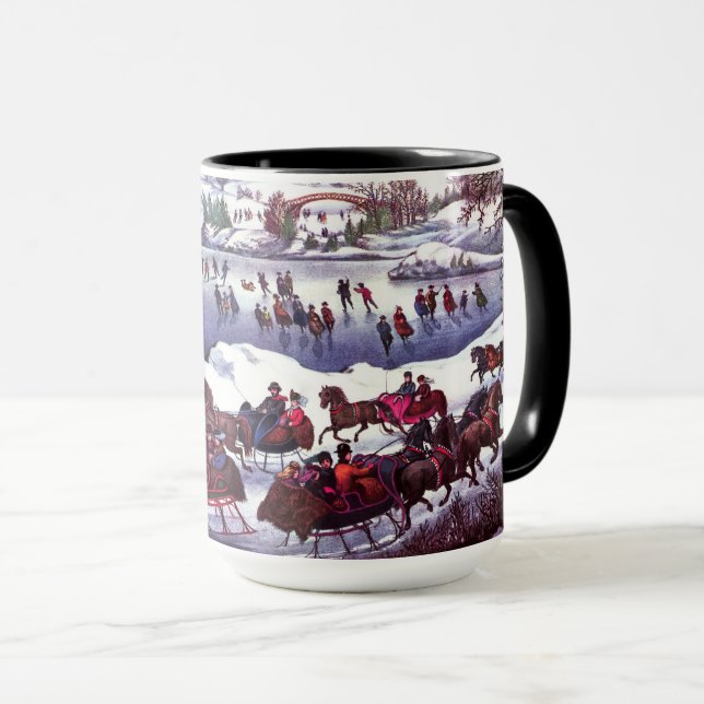 Caneca Vintage Winter Scene. Presente de Natal (Frente Esquerda)