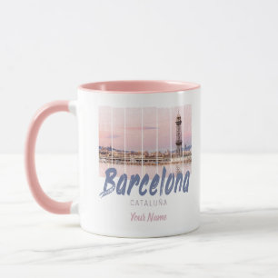Caneca Vintagem de Espanha Skyline na Catalunha de Barcel