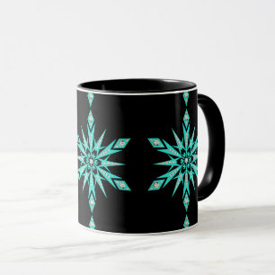 Caneca Vintagem preta de turquesa meio século em flocos d