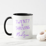 Caneca VINTE E AMIGO 20 Aniversário Engraçado Personaliza<br><div class="desc">Marque seu 20 de aniversário em estilo com esta moça sombria TWENTY & THRIVING em um brilhante design púrpura. Perfeitamente personalizada com qualquer nome, esta caneca de café cerâmica faz um presente de aniversário divertido e útil para uma amiga, filha, colega de trabalho ou colega de classe. É a mistura...</div>