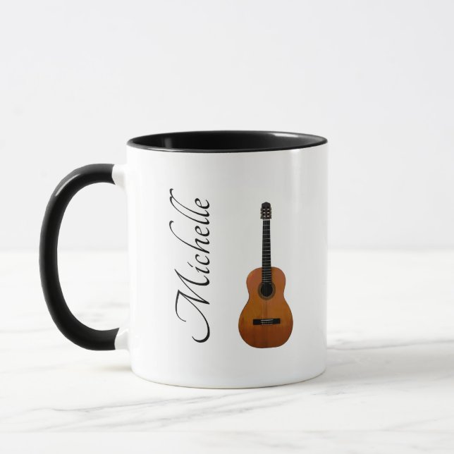 Caneca Violão Acústico Musical Branco Negro (Esquerda)