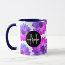 Violet Fuchsia Daisies adiciona seu nome e inicial