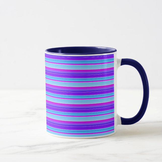 Caneca Violeta violeta púrpura, azul-claro, listrada (Direita)