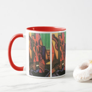Caneca Violino e Violão de Juan Gris, Vintage Cubism Art