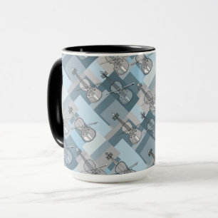 Caneca Violinos Coloridos Cinza Azul