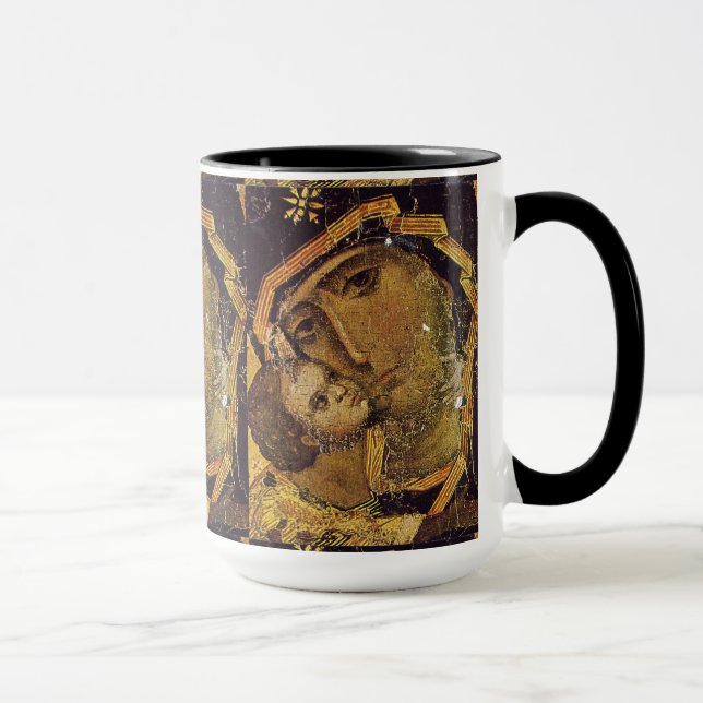 Caneca Virgem de Kiev Ucrânia Madonna Mug Closeup (Direita)
