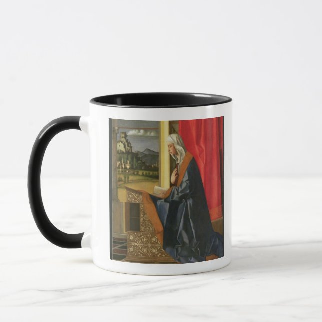 Caneca Virgem Maria, do diptych do aviso (óleo sobre (Esquerda)