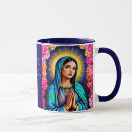 Caneca Virgem Maria Prayer Café Floral Vibrante