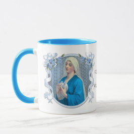 Caneca Virgem Religiosa Maria com Doves Católicos