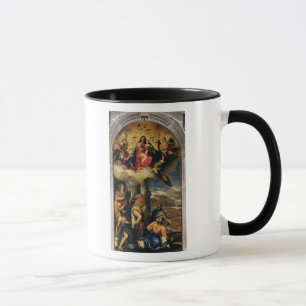 Caneca Virgin e criança com músicos e santos do anjo