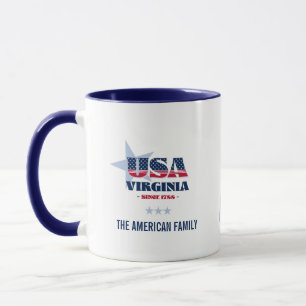 Caneca Virginia USA 1788 Blue Star Personalised Mug