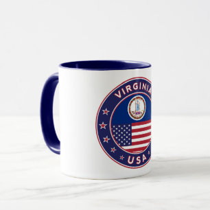 Caneca Virginia, Virginia Sticker, capa de telefone, saco