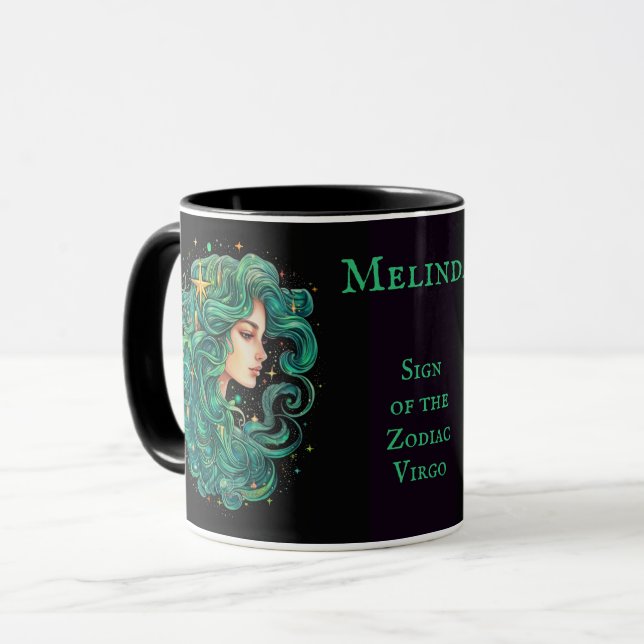 Caneca Virgo Birthday Gift Add Name Coffee Black (Frente Esquerda)