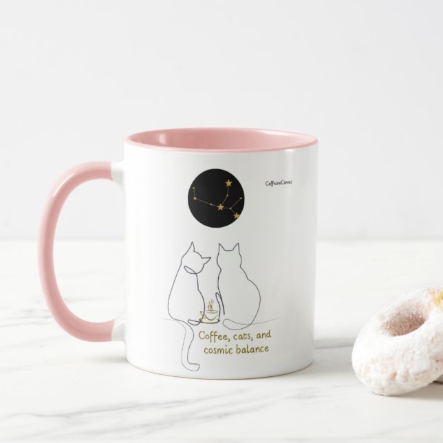 Caneca Virgo + Cat + Coffee – Custom Mug (Com Donut)